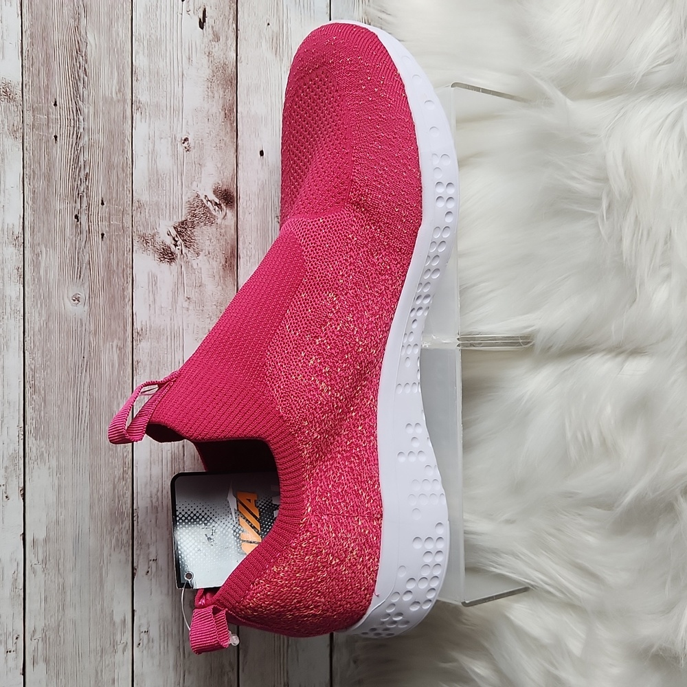 NWT, Avia, women's slip-on sneakers, Size 11W. Bright Pink w Orange